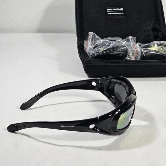 Belinous Polarized Motorcycle Glasses Sunglasses Goggles Interchangeable Lenses - Picture 10 of 11